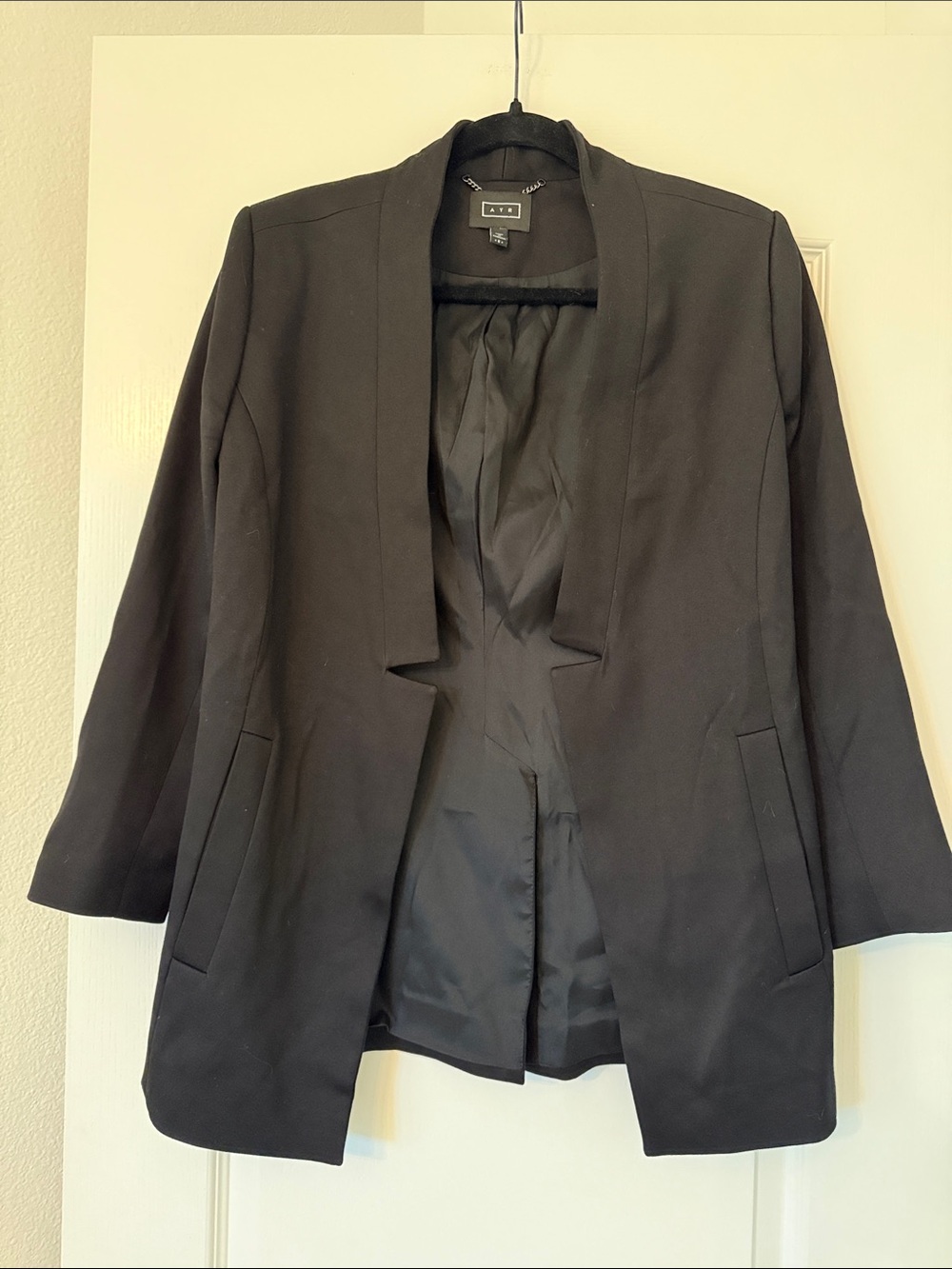 AYR The Coup Black Open-Front Longline Blazer